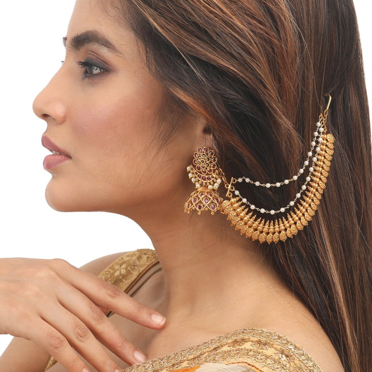 Beautiful earrings ghumka with layered hair chain and hair pin design  collections - YouTube